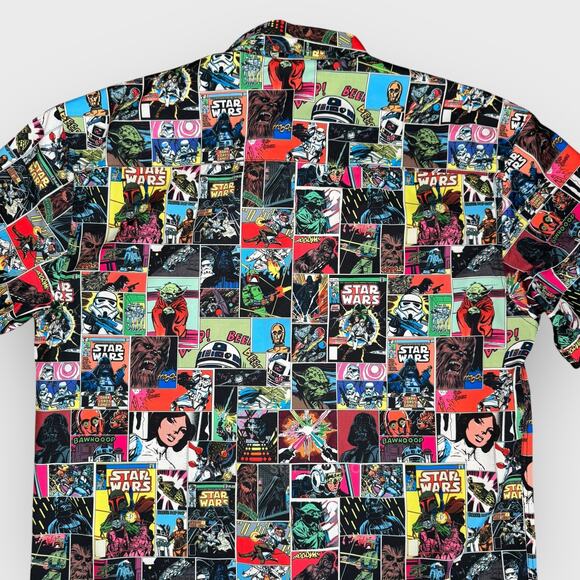 RSVLTS Star Wars L Comic Book Button Up Shirt All Over Print Graphic Sci-Fi Geek - Picture 6 of 7